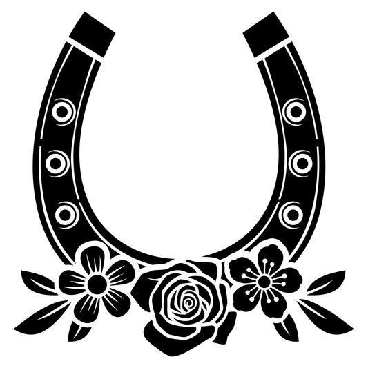 Elegant horseshoe design with floral embellishments for crafting