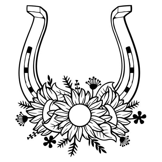Horseshoe and sunflower layered design for cutting crafts