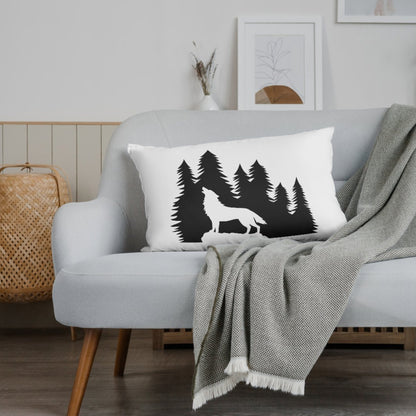 Howling wolf silhouette in a forest setting for crafting