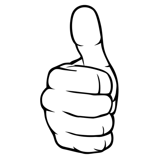 Human hand giving thumbs up for creative projects