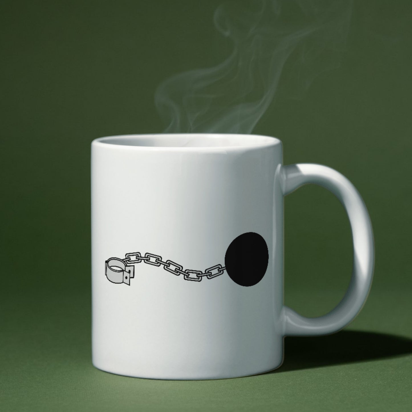 Illustrative design of an iron chain with a shackle and ball