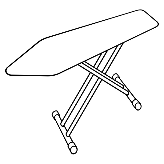 Black and white vector illustration of a sleek ironing board