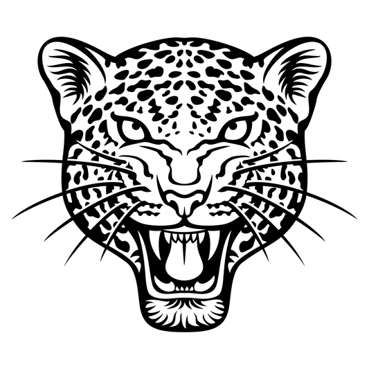Stunning black and white jaguar face design for cutting