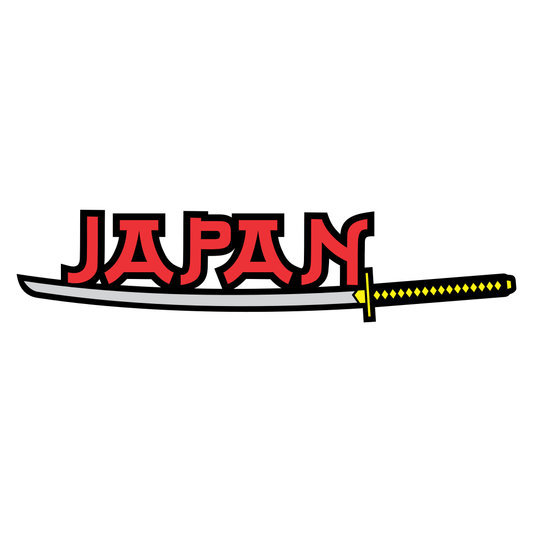 Creative Japan design featuring sword and bold lettering