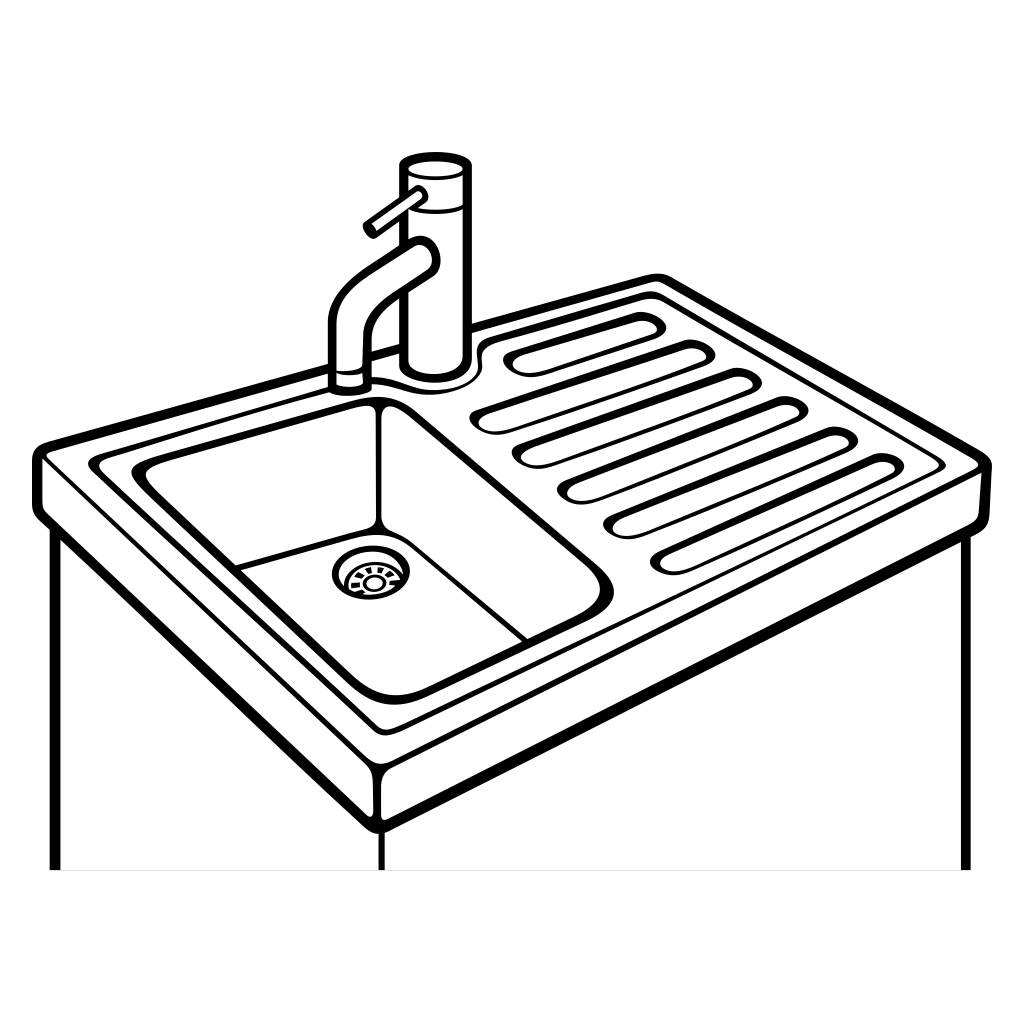Decorative vector svg of a black and white kitchen sink design