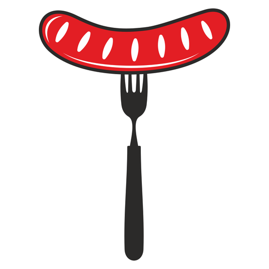 Sausage on fork vector design for cutting machines