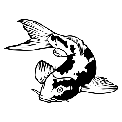 Elegant koi fish design for cutting machines in black and white
