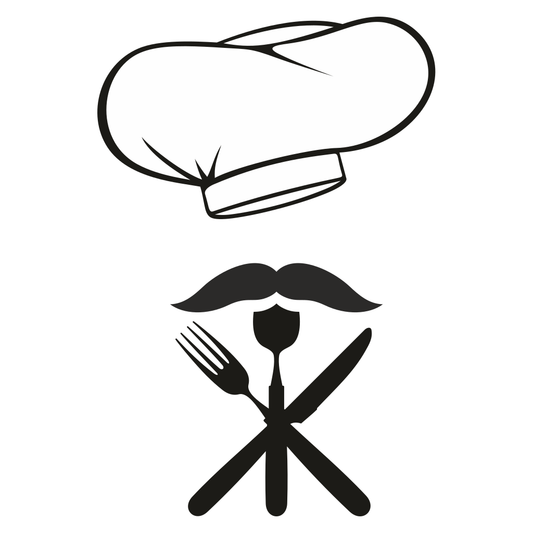 Stylish cooking design for cutting machines featuring chef motif