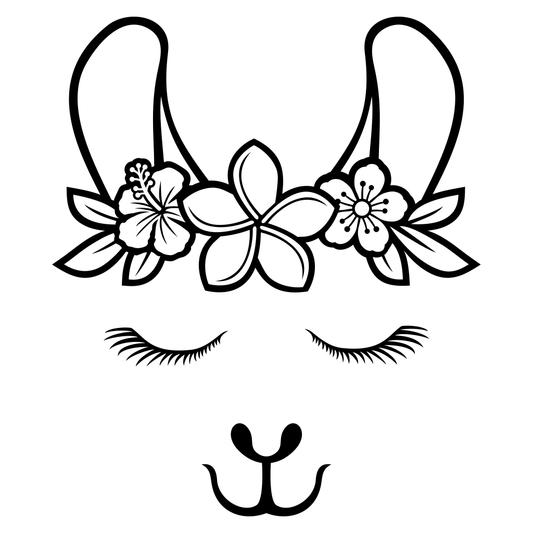 Charming Lama Design with Floral Headpiece for Crafting