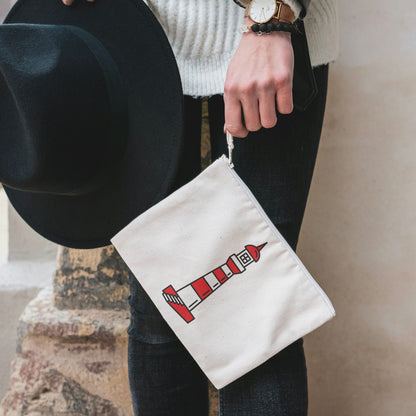 Bright red and white lighthouse design for crafting projects