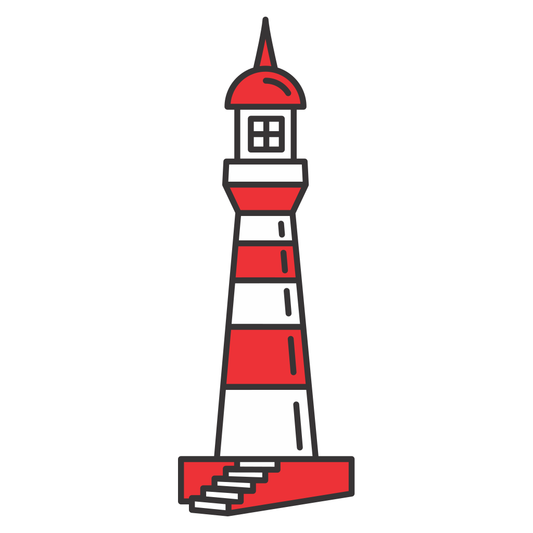 Bright red and white lighthouse design for crafting projects