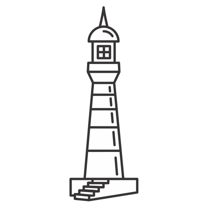 Coastal beacon guiding sailors with elegant design. Lighthouse with a striking architecture.