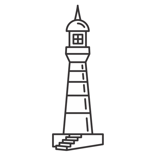 Coastal beacon guiding sailors with elegant design. Lighthouse with a striking architecture.