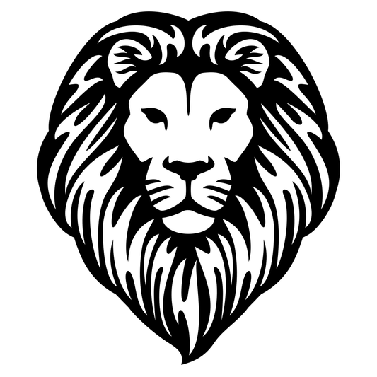 Stunning black and white lion face design for cutting machines