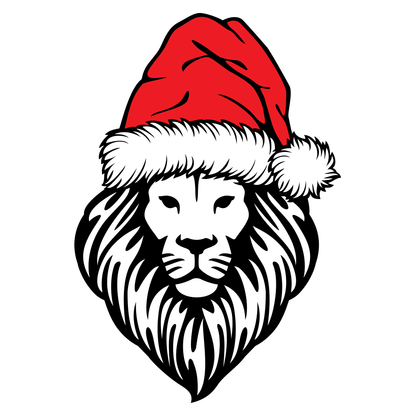 Festive lion wearing Santa hat for creative projects