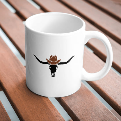 Rustic longhorn skull with cowboy hat for creative projects
