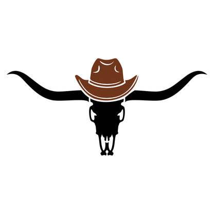 Rustic longhorn skull with cowboy hat for creative projects