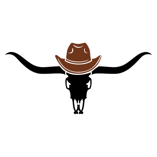 Rustic longhorn skull with cowboy hat for creative projects
