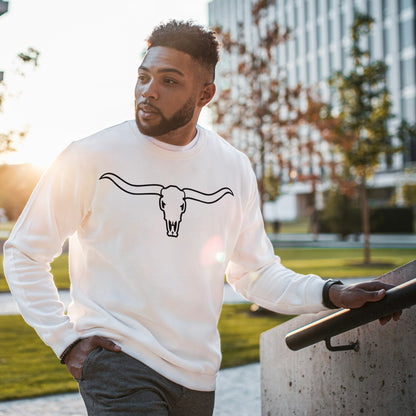 Longhorn skull design in black and white for creative projects