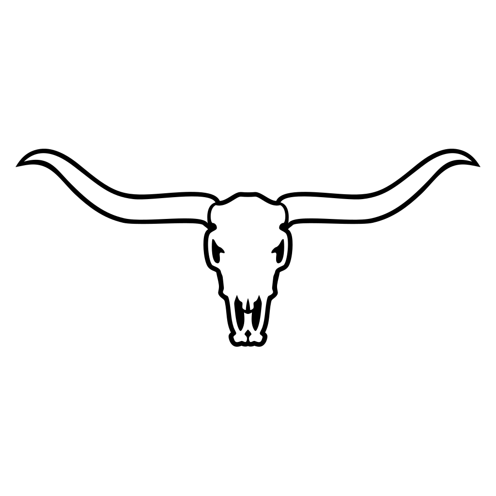 Longhorn skull design in black and white for creative projects