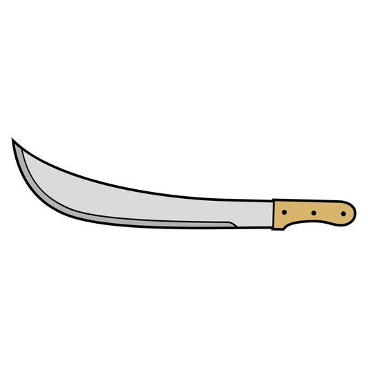 Curved blade design for crafting and cutting projects. Machete.