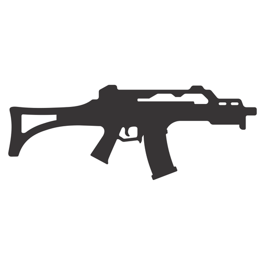 Stylized design of a cutting machine vector for a gun silhouette