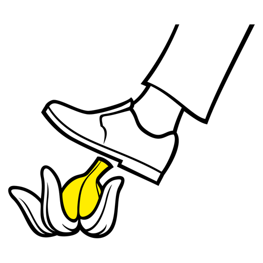Colorful vector of a man slipping on a banana peel