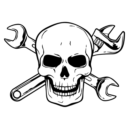 Mechanic skull design with tools for creative cutting projects