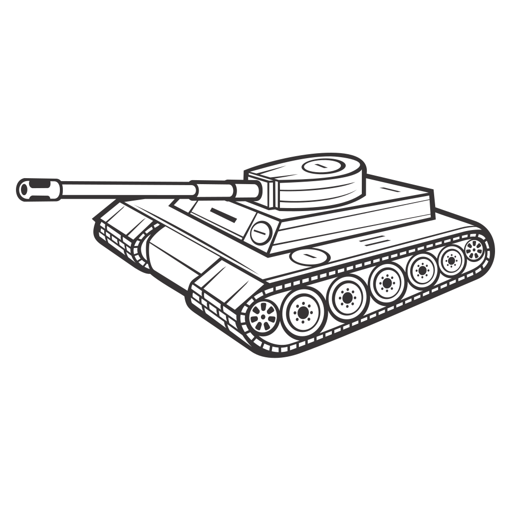 Military tank design for cutting machines in black and white