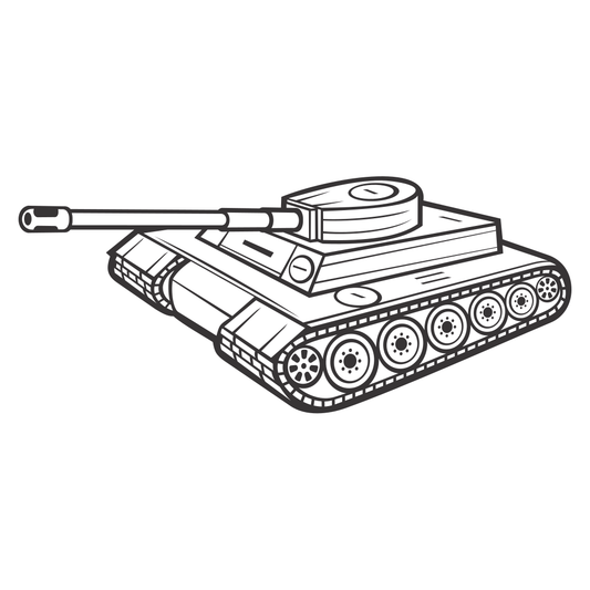 Military tank design for cutting machines in black and white