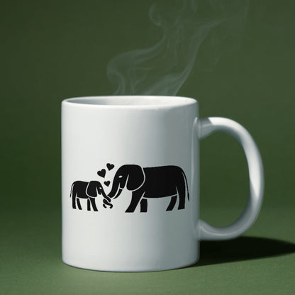 Loving bond of mom and baby elephants in vector design