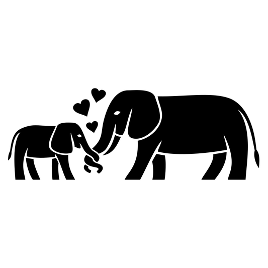 Loving bond of mom and baby elephants in vector design