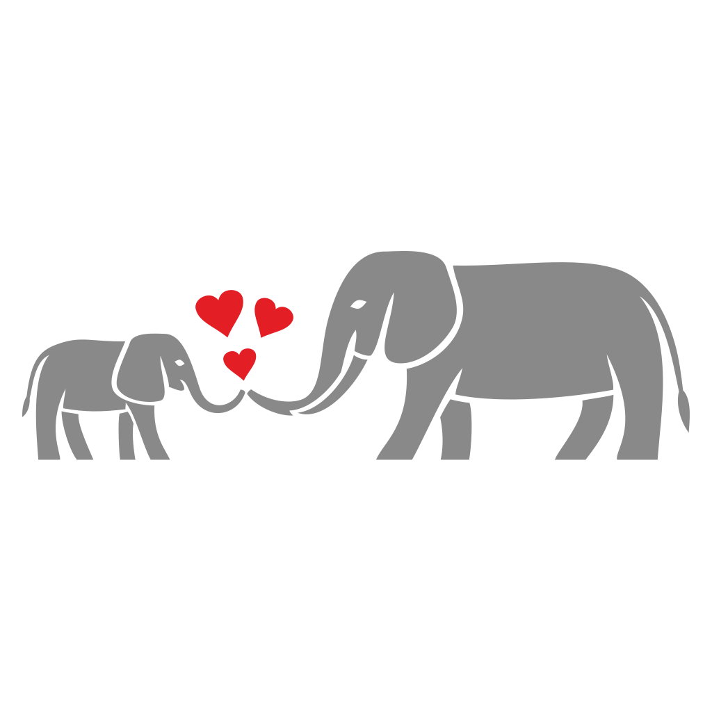 Heartwarming bond between mom and baby elephants in vector art