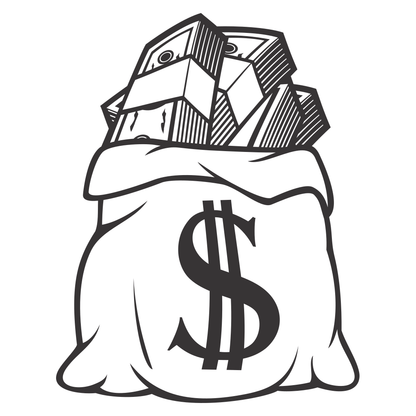 Creative black and white vector design of a money bag