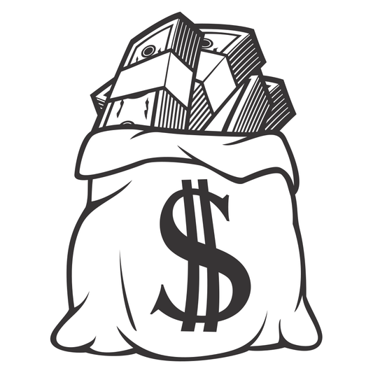 Creative black and white vector design of a money bag