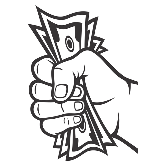 Hand gripping cash for creative design projects