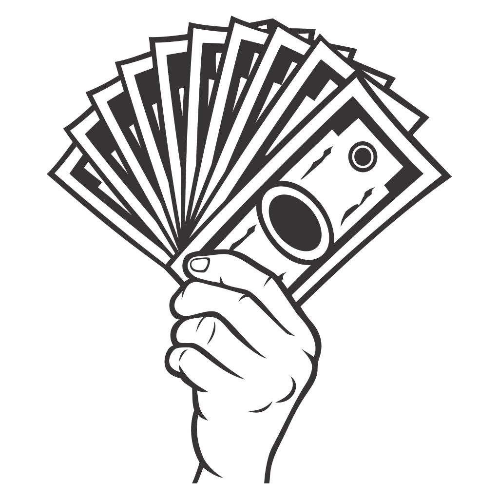 Holding a stack of cash in a confident hand gesture