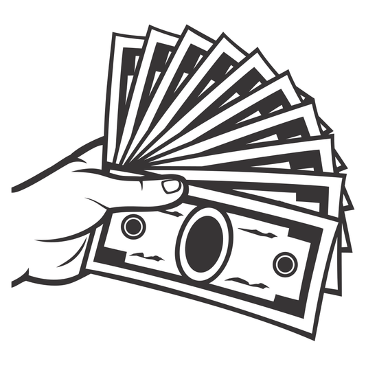 Creative vector design of hand holding cash for crafting