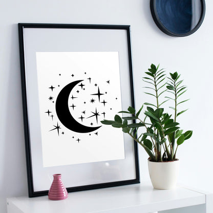 Beautiful moon and stars vector design for crafting projects