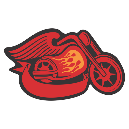 Motorcycle label with wings and flames for cutting