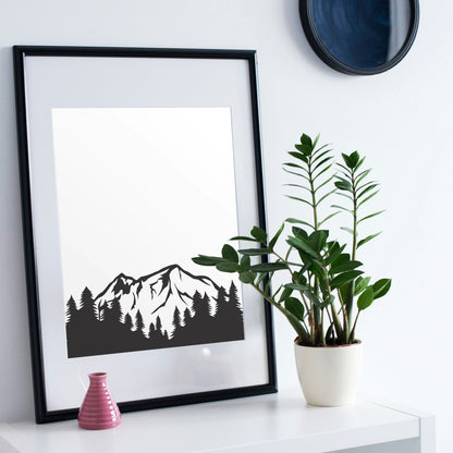 Majestic mountain landscape silhouette for crafts projects