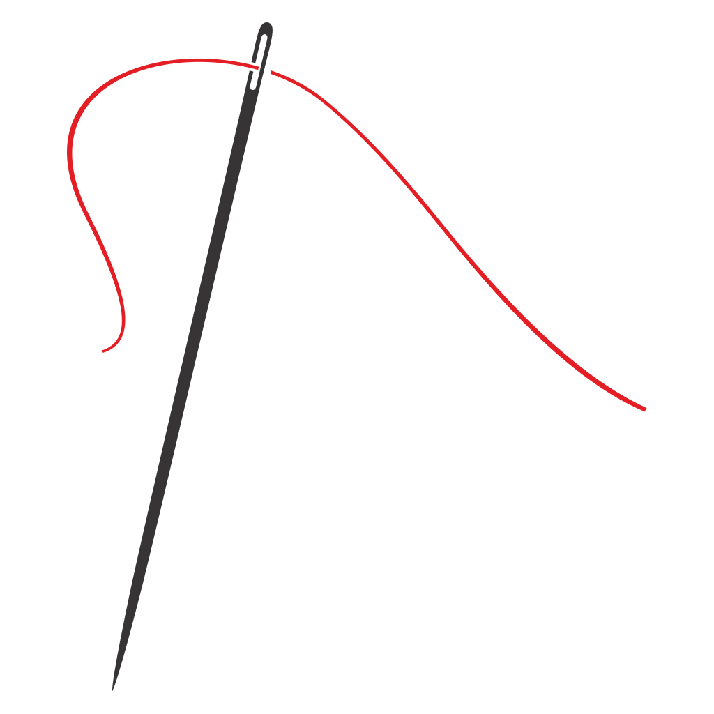Creative vector svg of a needle with red thread for crafting