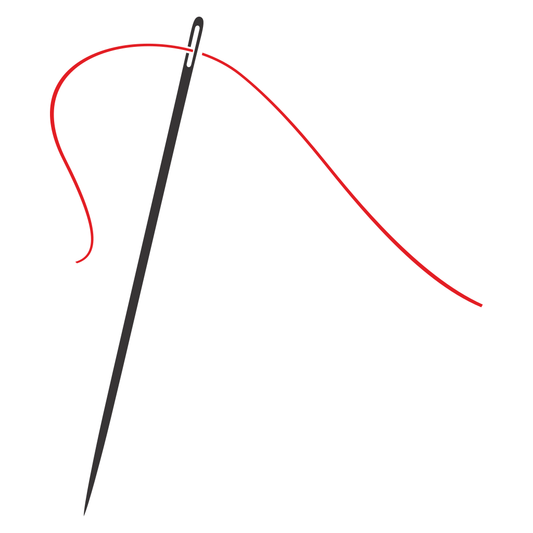 Creative vector svg of a needle with red thread for crafting