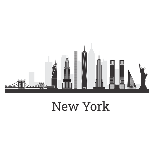 Explore New York skyline with iconic landmarks in vector design