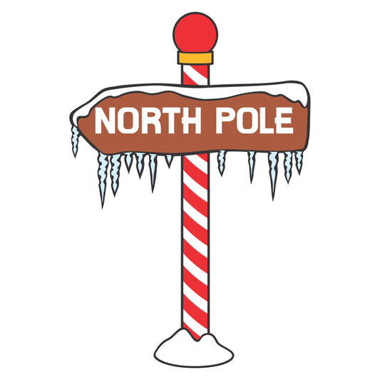Celebrate winter magic with North Pole wooden sign vector art