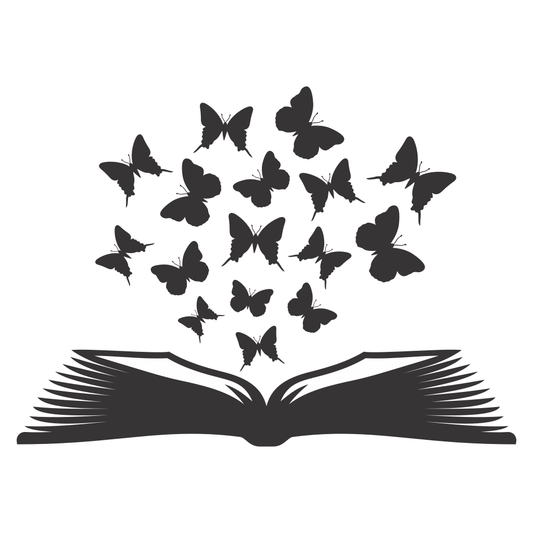 Unfolding stories with butterflies from an open book design