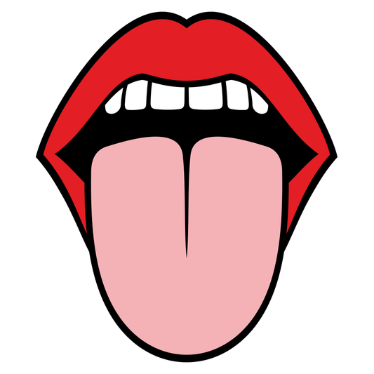 Open mouth with tongue out for creative cutting