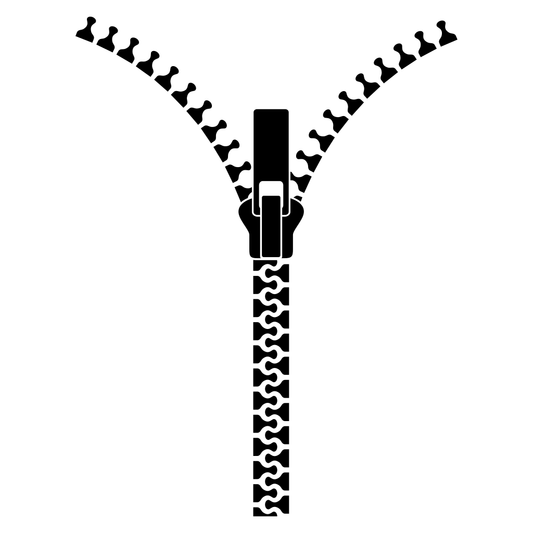 Open zipper design for cutting machines and crafting