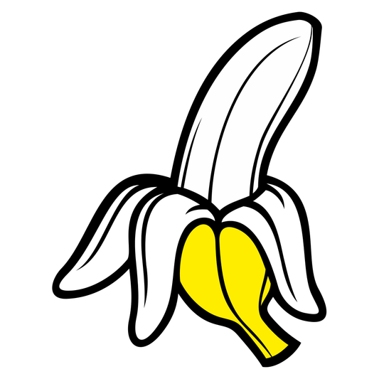 Brightly colored opened banana vector design for crafts