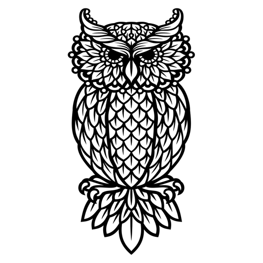 Elegant black and white owl design for cutting machines